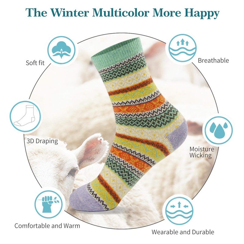 MORECOO Socks for Women - Christmas Gifts for Women - Stocking Stuffers - Thick Wool Soft Warm Cozy Crew Womens Socks - Image 5